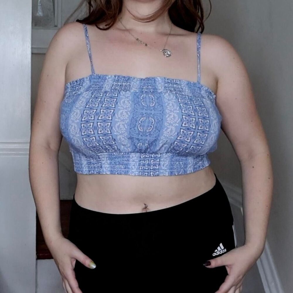 Pink-rose Women's Blue and Purple Crop-top